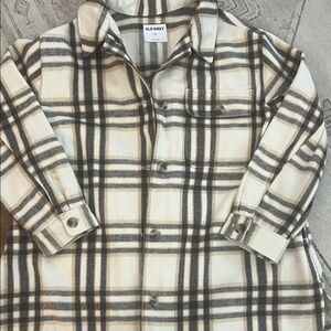 Old Navy Cream and Brown Plaid Button-Down Shirt